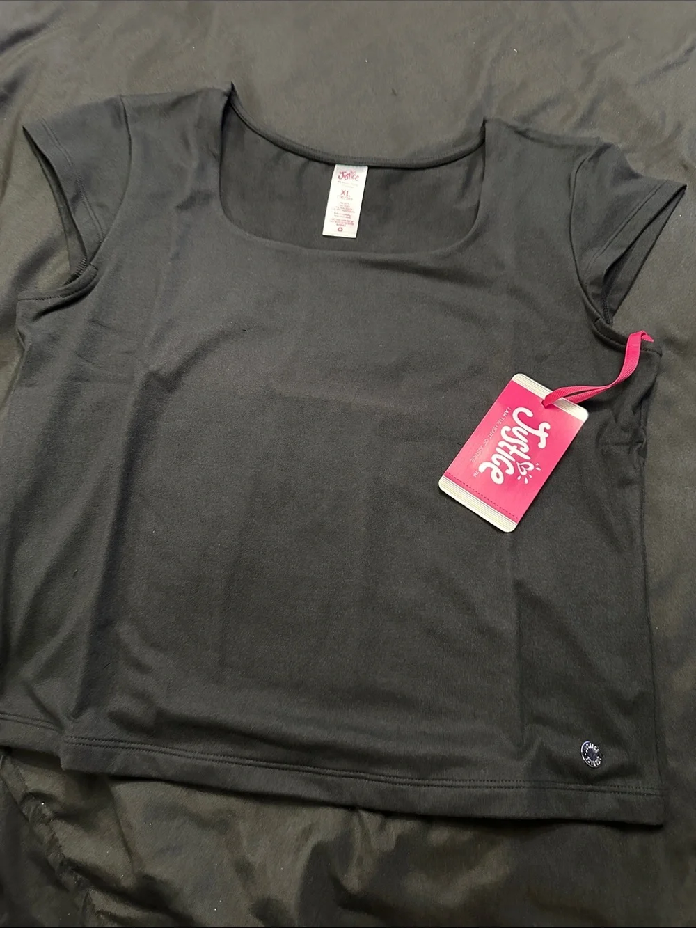 Justice Black Scoop Neck Crop Top with Tag